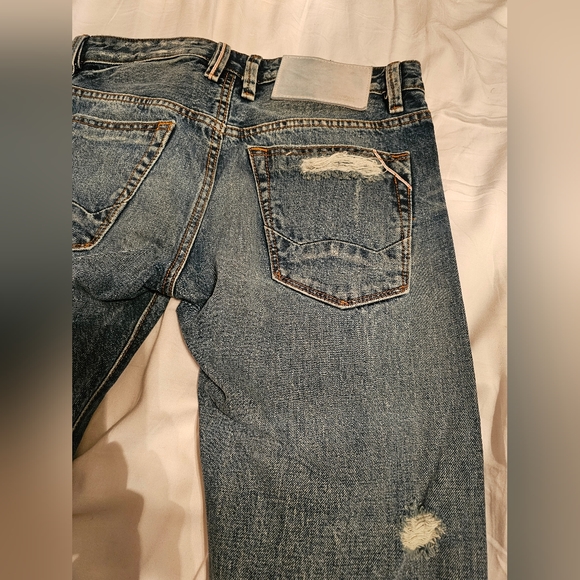 Cult of Individuality distressed slim rocker jeans. Japanese Seldevege denim. - Picture 8 of 9